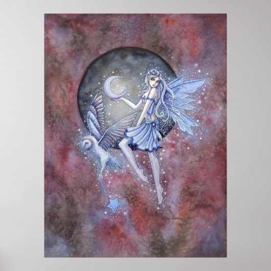 Star Collector Fairy and Owl Fantasy Art Poster (Voorkant)