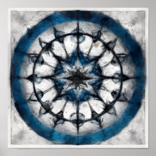 Star Compass Mandala Square Poster