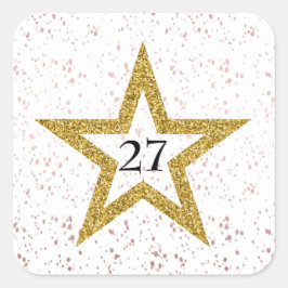 Star Confetti Nummer Speciaal Roze Goud Wit Partij Vierkante Sticker