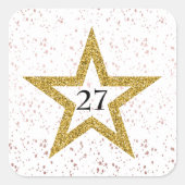Star Confetti Nummer Speciaal Roze Goud Wit Partij Vierkante Sticker (Voorkant)