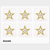 Star Confetti Nummer Speciaal Roze Goud Wit Partij Vierkante Sticker (Vel)