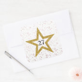 Star Confetti Nummer Speciaal Roze Goud Wit Partij Vierkante Sticker (Envelop)