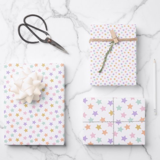 Star Confetti (pastel) Inpakpapier Vel (Voorkant)
