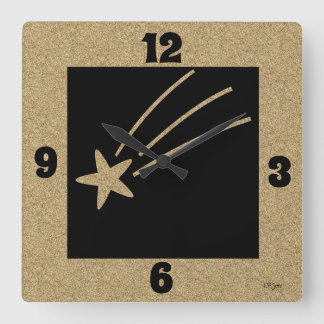 Star Cork-look Modern Black achtergrond afzetten Vierkante Klok