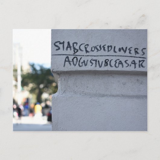 Star Crossed Lovers Shakespeare Graffiti NYC Briefkaart (Voorkant)