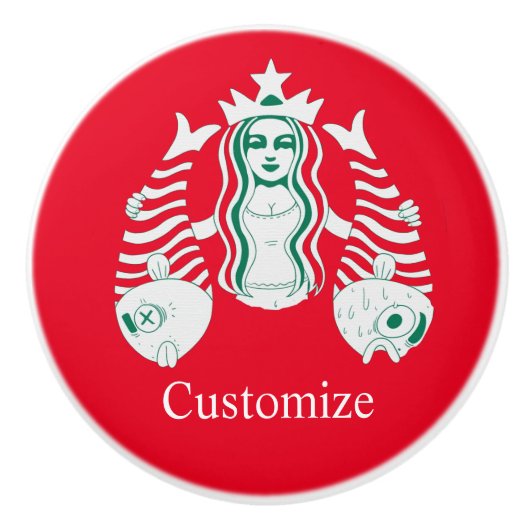 Star-Crown Queen Mermaid Thunder_Cove Keramische Knop (Voorkant)