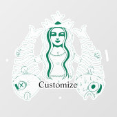 Star-Crown Queen Mermaid Thunder_Cove Raamsticker (Vel)