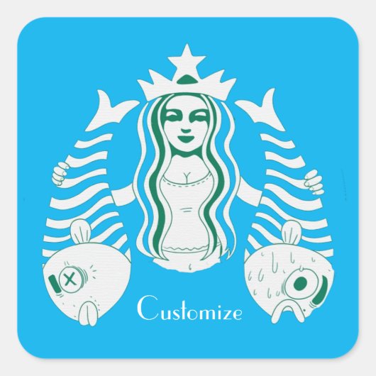 Star-Crown Queen Mermaid Thunder_Cove Vierkante Sticker (Voorkant)