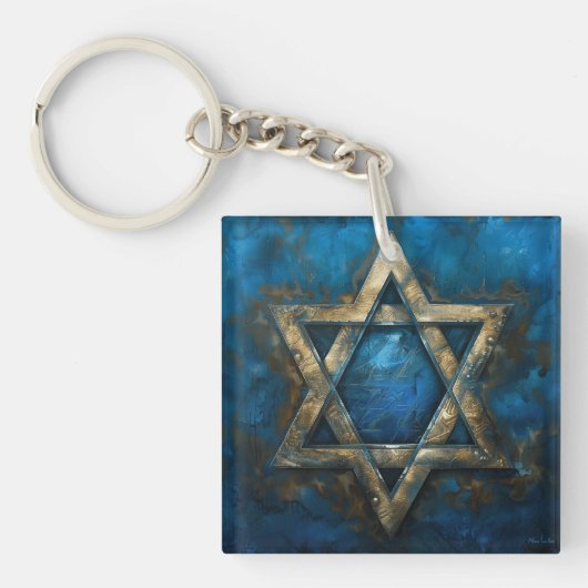 Star David Digital Art Sleutelhanger (Voorkant)