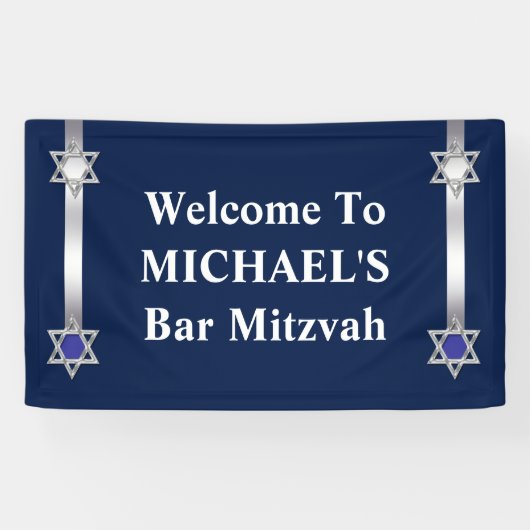 Star David Jewish bar mitzvah Spandoek (Horizontaal)