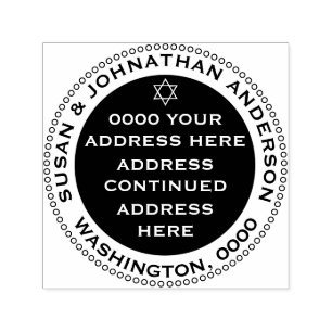 Star david jewish return address round black white zelfinktende stempel