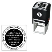 Star david joods retouradres rond zwart wit  zelfinktende stempel (In situ)