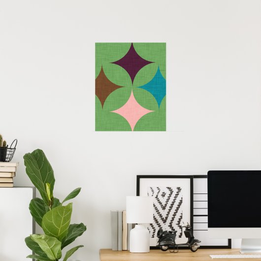 Star Diamond Mid Century Patroon Poster (Thuiskantoor)