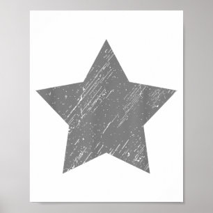 Star Distressed Grey  Star Poster