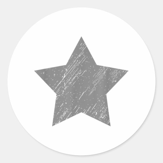Star Distressed Grey Star Ronde Sticker (Voorkant)