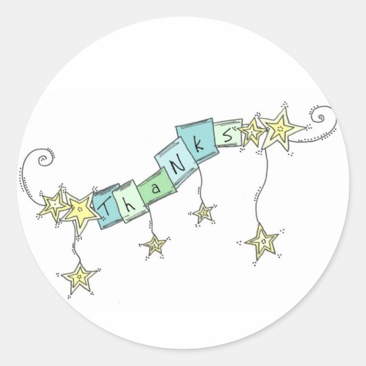 Star Doodles, Bedankt Ronde Sticker (Voorkant)