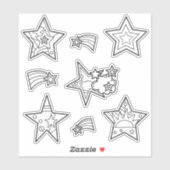 Star Doodles Custom-Cut Vinyl Kleurplaten Stickers (Vel)