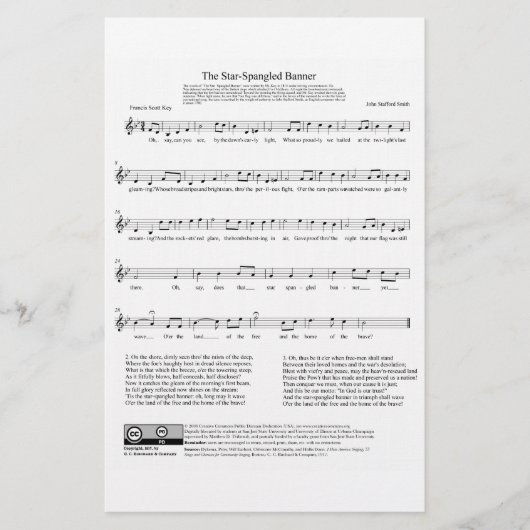 Star-draaiende banner National Anthem — muziekblad Briefpapier (Voorkant)