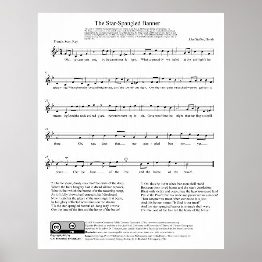 Star-draaiende banner National Anthem — muziekblad Poster (Voorkant)