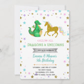 Star dragon unicorn party thema uitnodiging (Voorkant)