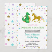 Star dragon unicorn party thema uitnodiging (Voorkant / Achterkant)