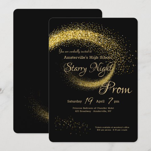 Star Dust Prom Invitation Kaart (Voorkant / Achterkant)