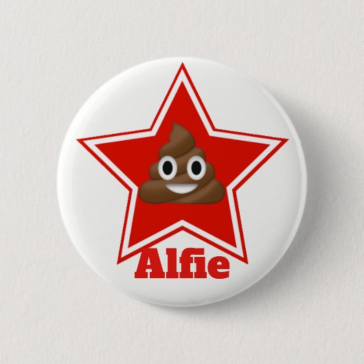 Star Emoji Poo Ronde Button 5,7 Cm (Voorkant)
