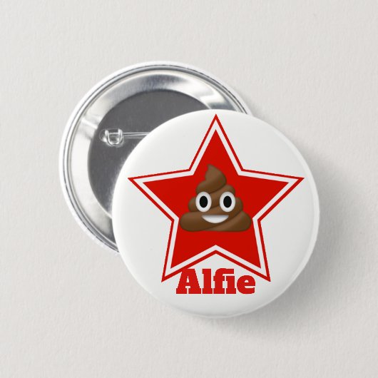 Star Emoji Poo Ronde Button 5,7 Cm (Voorkant /achterkant)