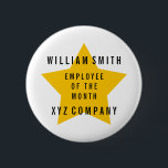 Star Employee of the Month Name | Bedrijf Ronde Button 5,7 Cm<br><div class="desc">Personaliseer deze sterwerknemer van het maandontwerp met uw werknemersnaam en bedrijfsnaam.</div>