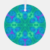 Star en Curls in Green Blue en Pink Glas Ornament (Achterkant)