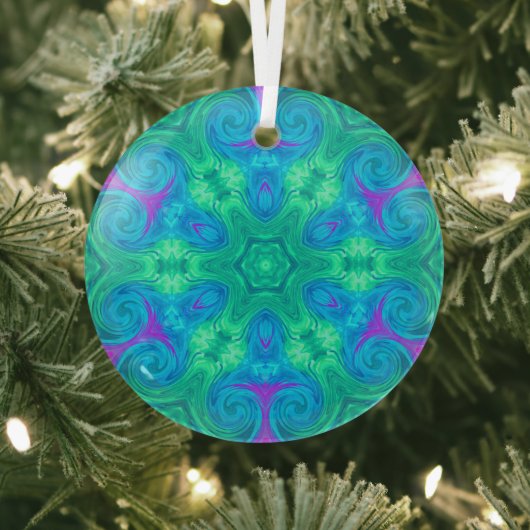 Star en Curls in Green Blue en Pink Glas Ornament (Insitu)