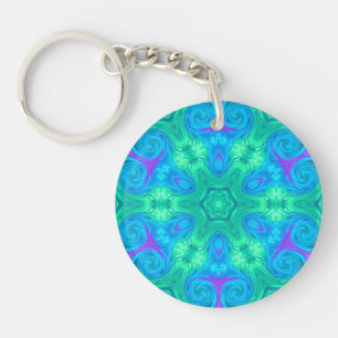 Star en Curls in Green Blue en Pink Sleutelhanger