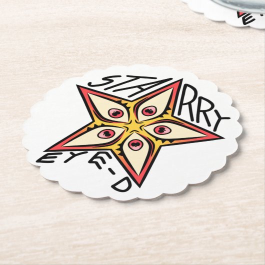 Star Eye roze geel rood Kartonnen Onderzetters (Gekanteld)