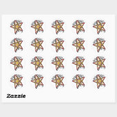 Star Eye roze geel rood Ronde Sticker (Vel)