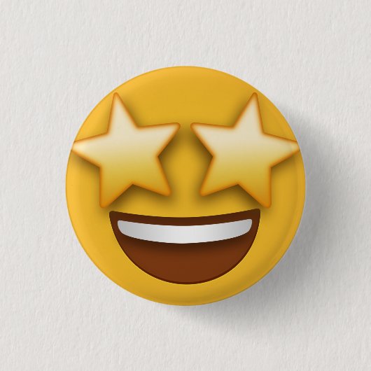 Star Eyes Emoji Ronde Button 3,2 Cm (Voorkant)