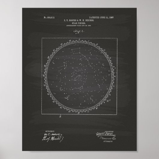 Star Finder 1907 Patent Art Chalkboard Poster (Voorkant)