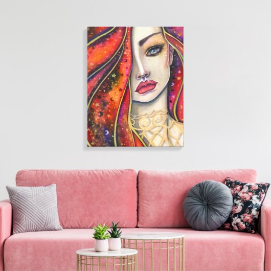 Star Fire Fantasy Vrouw van Molly Harrison Canvas Afdruk (Insitu (Woonkamer))