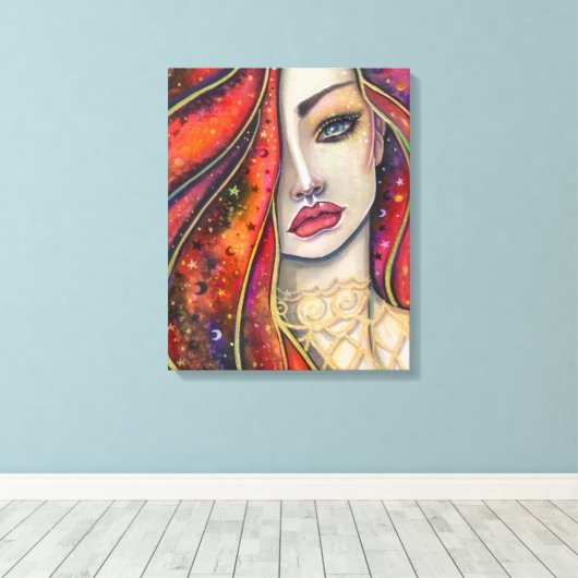 Star Fire Fantasy Vrouw van Molly Harrison Canvas Afdruk (Insitu (Houten vloer))
