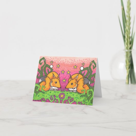 Star Fire Twin Fox Illustratie Note-kaarten Kaart (Voorkant)
