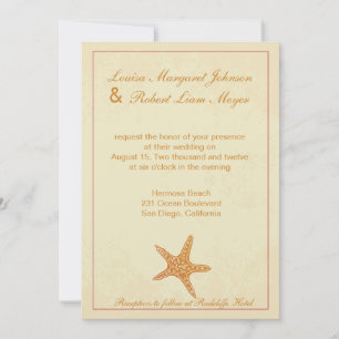 Star Fish-Beige Wedding-uitnodiging Kaart
