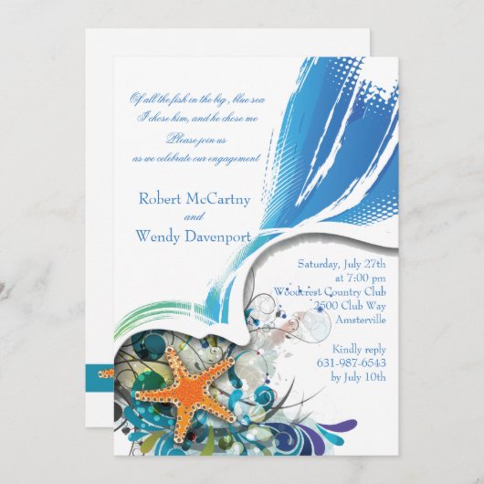 Star Fish Invitation Kaart (Voorkant / Achterkant)