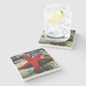 Star Fish | Rood Zee Stenen Onderzetter (Zijkant)