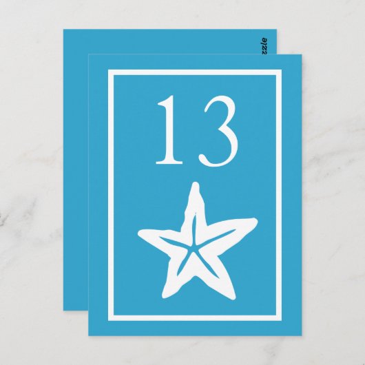 Star Fish Tafelnummers (blauw / wit) (Voorkant / Achterkant)