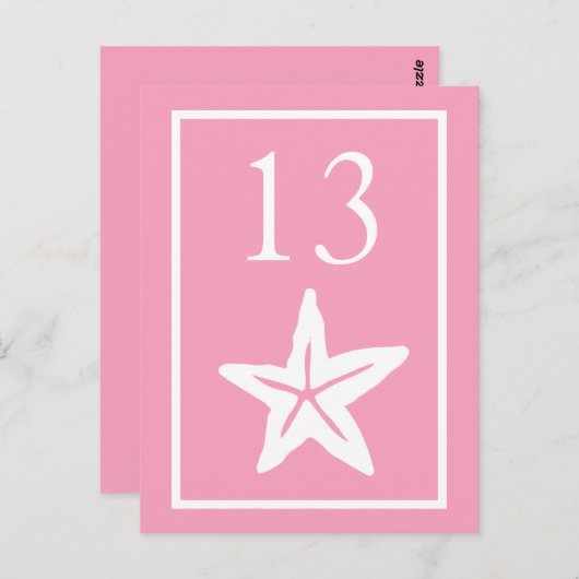 Star Fish Tafelnummers (Roze / Wit) (Voorkant / Achterkant)