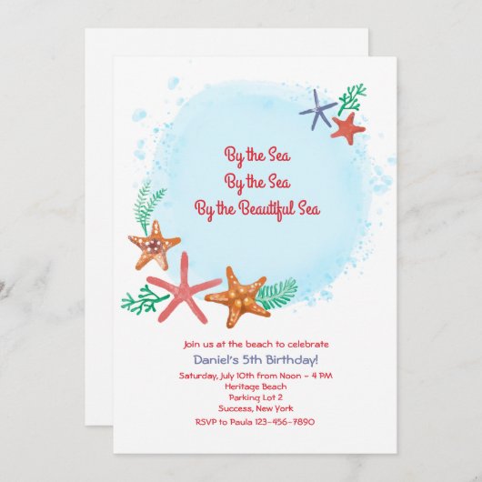 Star Fish uitnodiging (Voorkant / Achterkant)