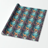 Star fish Under the Sea Christmas Party  Cadeaupapier (Uitgerold)