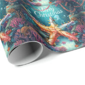 Star fish Under the Sea Christmas Party  Cadeaupapier (Rol Hoek)