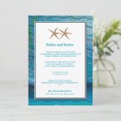 Star Fishes - Blauwe huwelijksuitnodigingen Kaart (Staand voorkant)