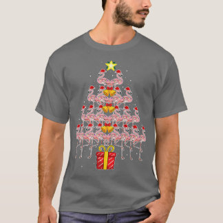 Star Flamingo kerstboom Funny Pink Santa Hat T-shirt