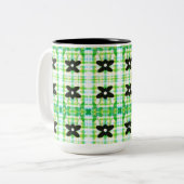 Star Floral met plaid Tweekleurige Koffiemok (Voorkant links)